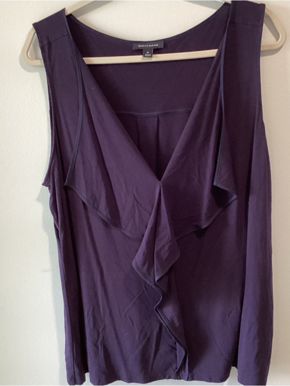 Tommy Hilfiger Deep Purple Ruffle V-Neck Sleeveless Camisole